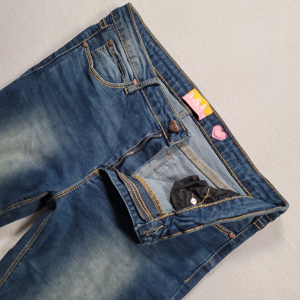 K&K California Bootcut Jeans Womens 13/14 Embroidered Rhinestone Stretch Y2K